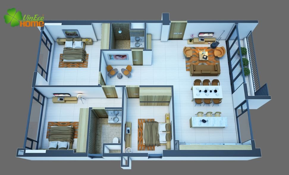 Thiết kế nội thất chung cư 45m2